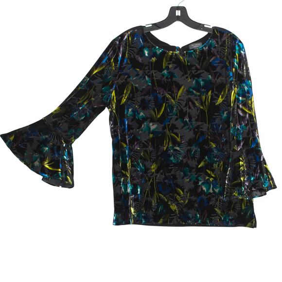 The Limited Top 3/4 Sleeve Velvet Burnout Whimsigoth Witchy Bell Sleeve Large - Picture 6 of 7